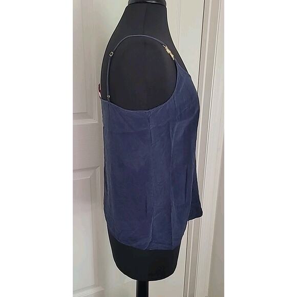 Lilly Pulitzer Silk Cami Top M Navy Gold Adjustable Straps Sleeveless - Picture 6 of 10